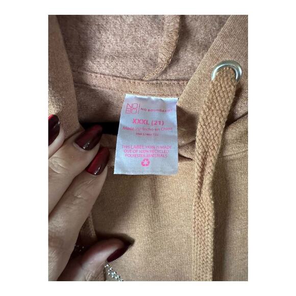 NOBO BUTTERFLY RHINESTONE HOODIE SWEATSHIRT BROWN NWT SIZE 3XL - Picture 3 of 7